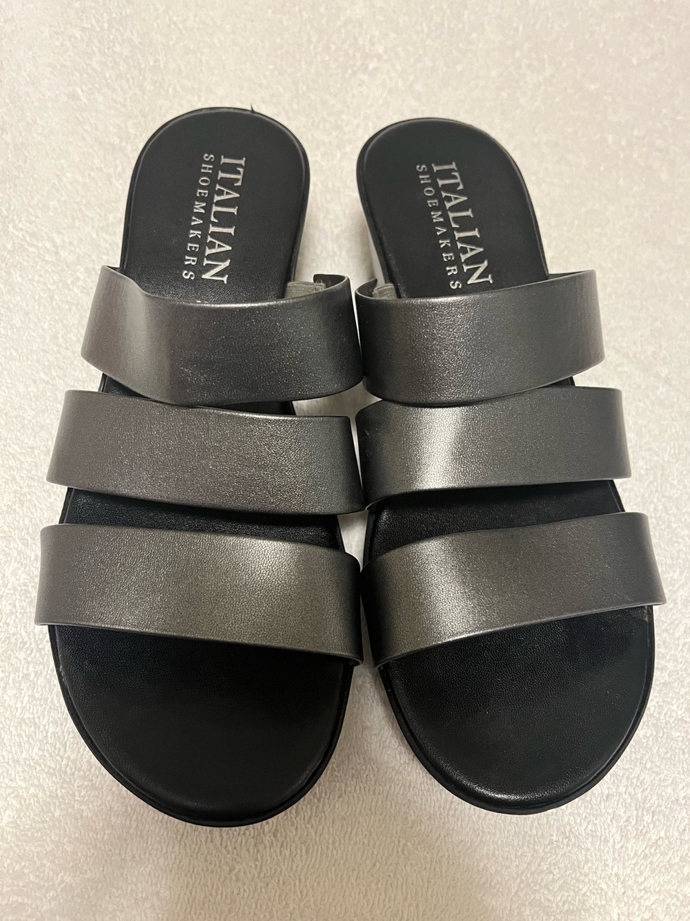Italian shoemaker, sandals, gun medal color